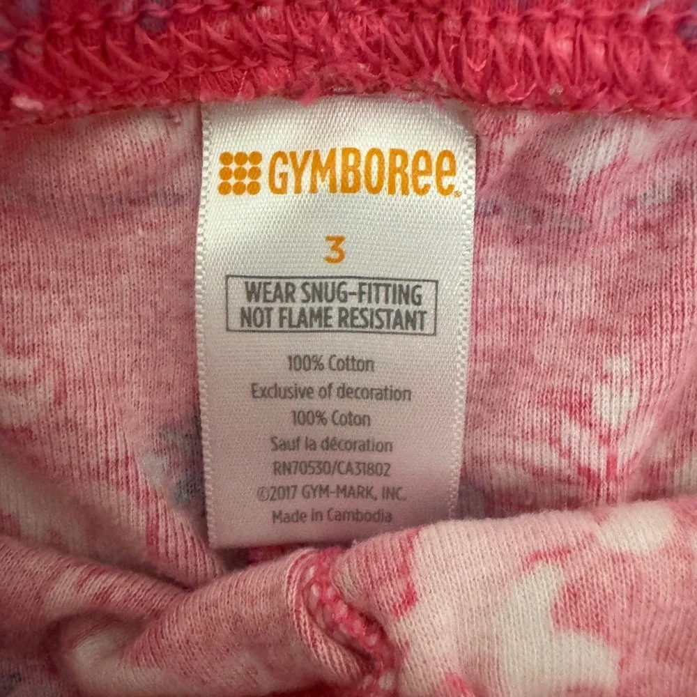 Gymboree Pink and White Pajama Set with Unicorn Pattern